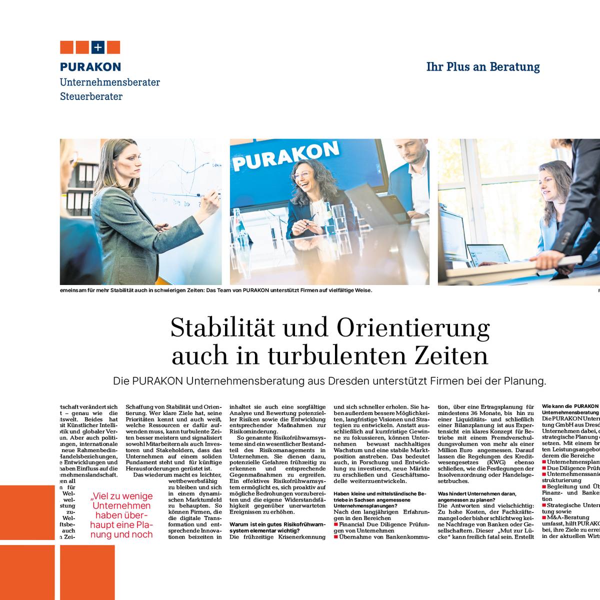 Auschnitt eines redaktionellen Beitrags mit drei Bildern
